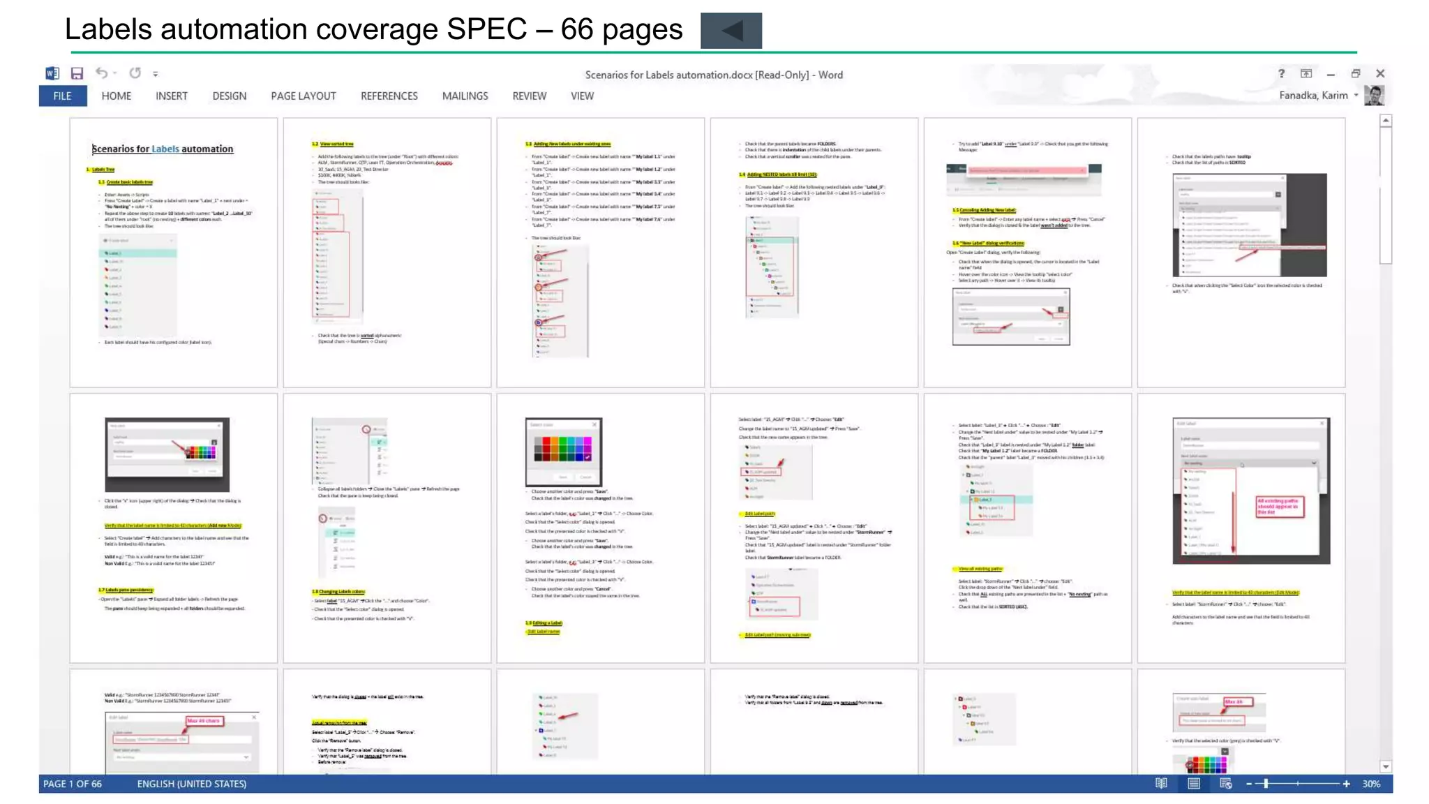 57
Labels automation coverage SPEC – 66 pages
 