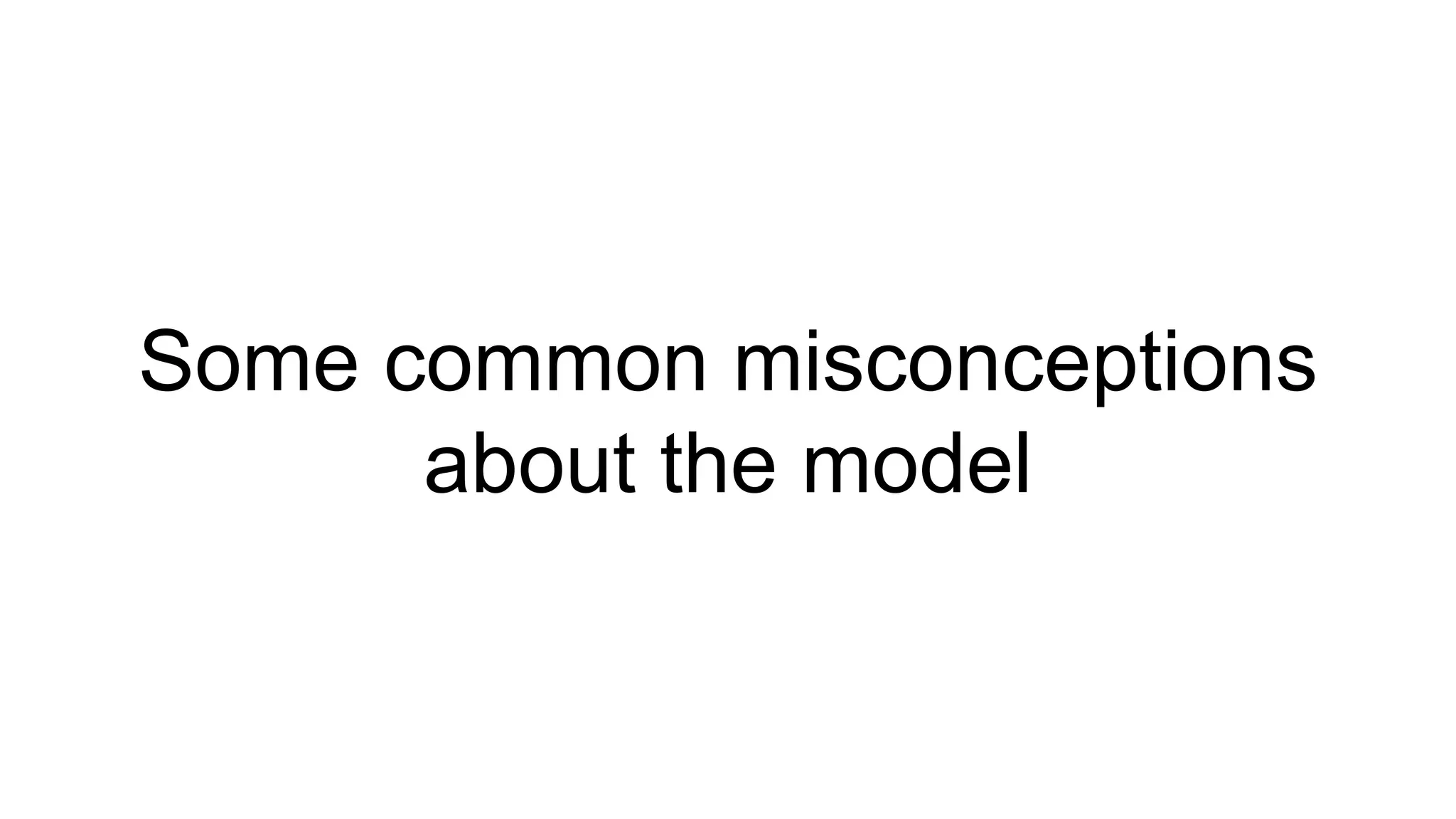 Some common misconceptions 
about the model 
 
