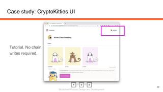 Blockchain Product Design and Development
Case study: CryptoKitties UI
39
Tutorial. No chain
writes required.
 