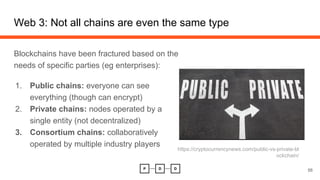 Web 3: Not all chains are even the same type
Blockchains have been fractured based on the
needs of specific parties (eg en...
