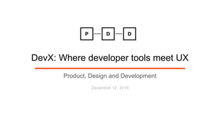 DevX: Where developer tools meet UX
Product, Design and Development
December 12, 2018
 