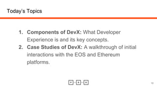 Today’s Topics
1. Components of DevX: What Developer
Experience is and its key concepts.
2. Case Studies of DevX: A walkth...