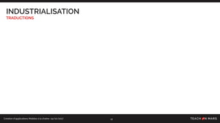 Création d’applications Mobiles à la chaîne- 24/10/2017
INDUSTRIALISATION
TRADUCTIONS
12
 