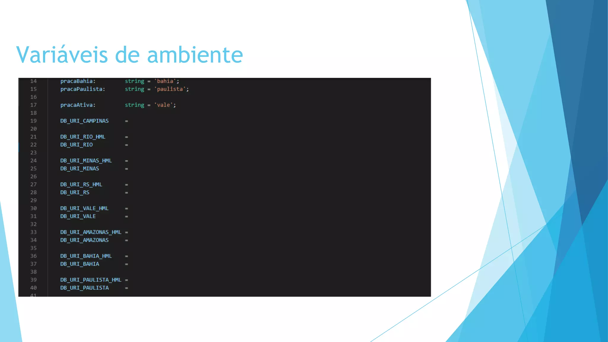 Variáveis de ambiente
 