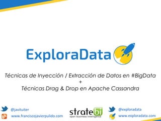 Técnicas de Inyección / Extracción de Datos en #BigData 
+ 
Técnicas Drag & Drop en Apache Cassandra 
@javituiter 
www.franciscojavierpulido.com 
@exploradata 
www.exploradata.com 
 