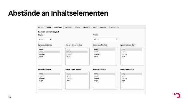Abstände an Inhaltselementen
15
 