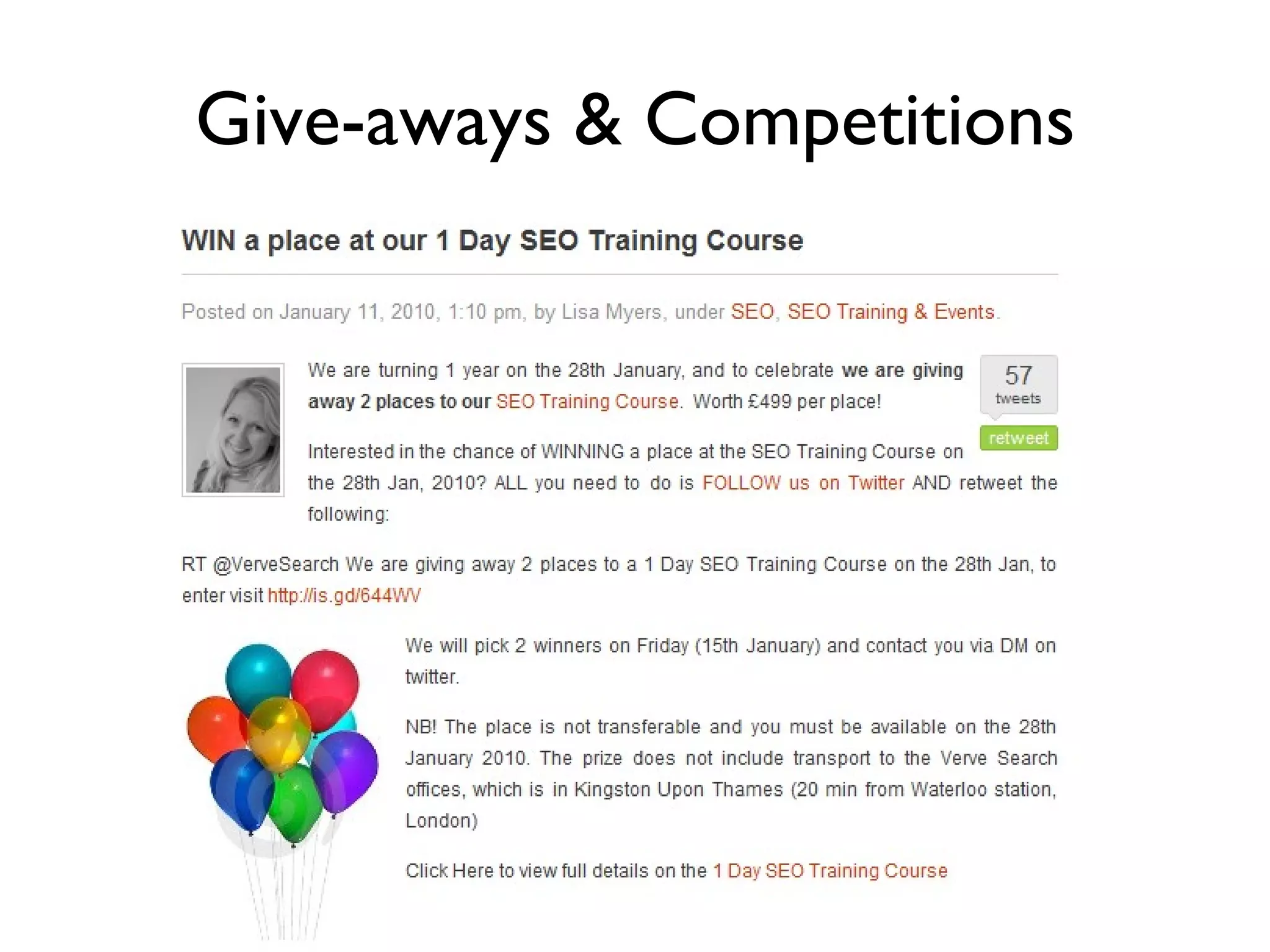 Give-aways & Competitions 