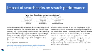 Impact of search tasks on search performance
@Intranetfocus 11
The qualitative content analysis of work-task journal study...
