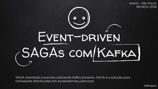 @fabiojose
Event-driven
SAGAs com Kafka
SAGA orientada à eventos utilizando Kafka Streams. SAGA é a solução para
transações distribuídas em ecossistemas µServices.
everis - São Paulo
08-NOV-2018
 