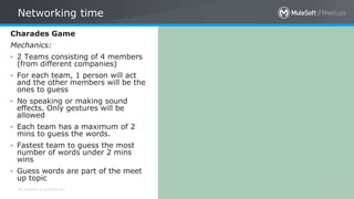 All contents © MuleSoft Inc.
Networking time
86
Charades Game
Mechanics:
• 2 Teams consisting of 4 members
(from different...