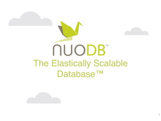 The Elastically Scalable
     Database™



                           1	
  
 