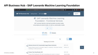 © 2019 SAP SE or an SAP affiliate company. All rights reserved. ǀ "4
API Business Hub - SAP Leonardo Machine Learning Foundation
 
