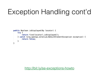Exception Handling cont’d
http://bit.ly/se-exceptions-howto
 