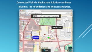 Connected Vehicle Hackathon Solution combines
Bluemix, IoT Foundation and Watson analytics.
 
