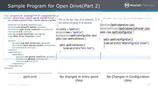 All contents © MuleSoft Inc.
Sample Program for Open Drive(Part 2)
70
pom.xml No changes in entry point
class
No Changes in Configuration
class
 