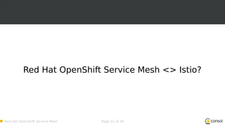Red Hat OpenShift Service Mesh Page 22 of 36
Red Hat OpenShift Service Mesh <> Istio?
 