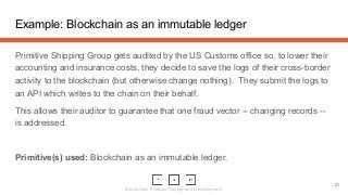 Blockchain Product Design and Development
Example: Blockchain as an immutable ledger
21
Primitive Shipping Group gets audi...