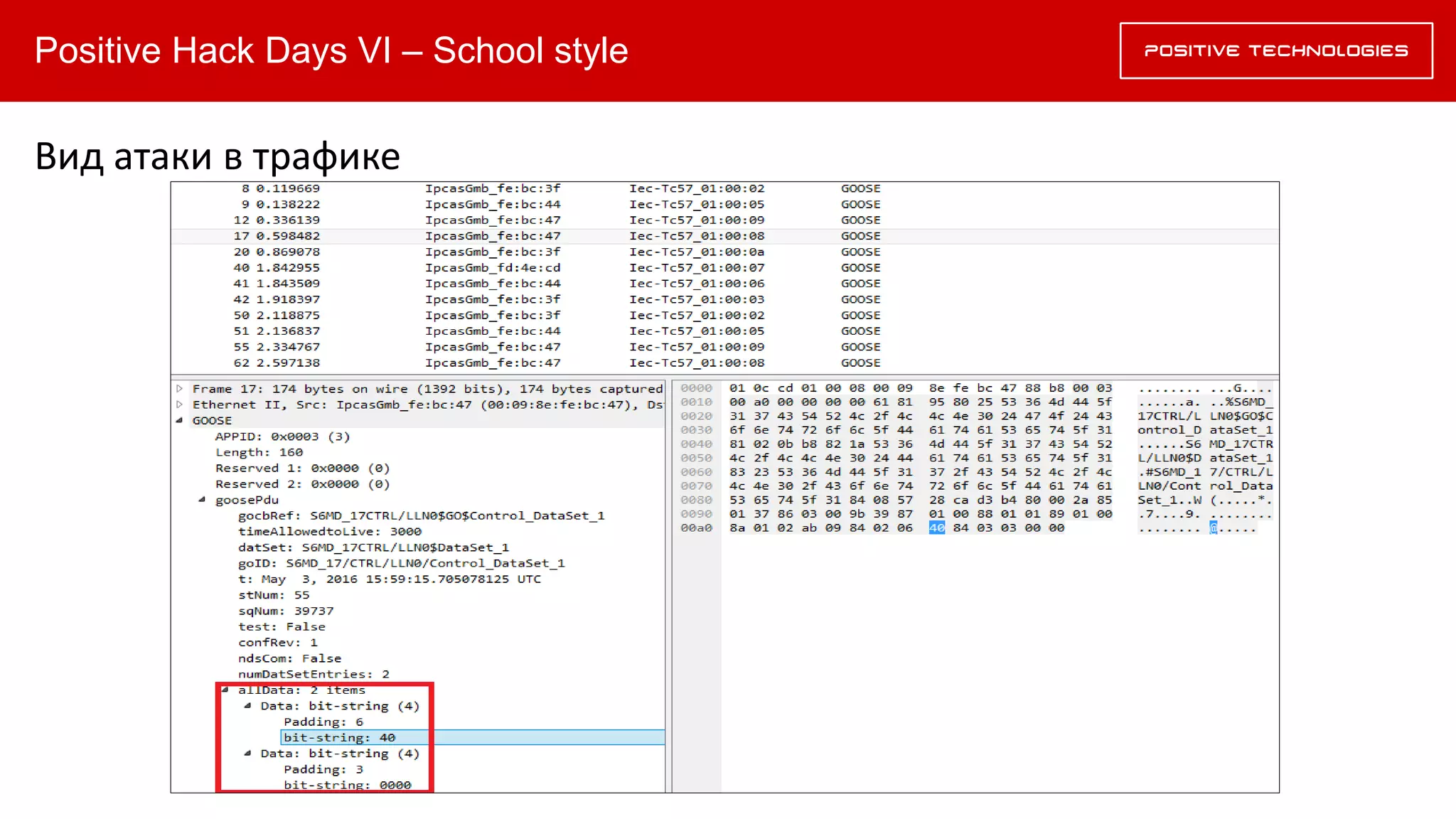 Positive Hack Days VI – School style
Вид атаки в трафике
 