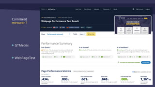 GTMetrix
WebPageTest
Comment
mesurer ?
 