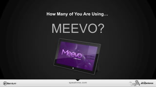 speaktme.com
How Many of You Are Using…
MEEVO?
 