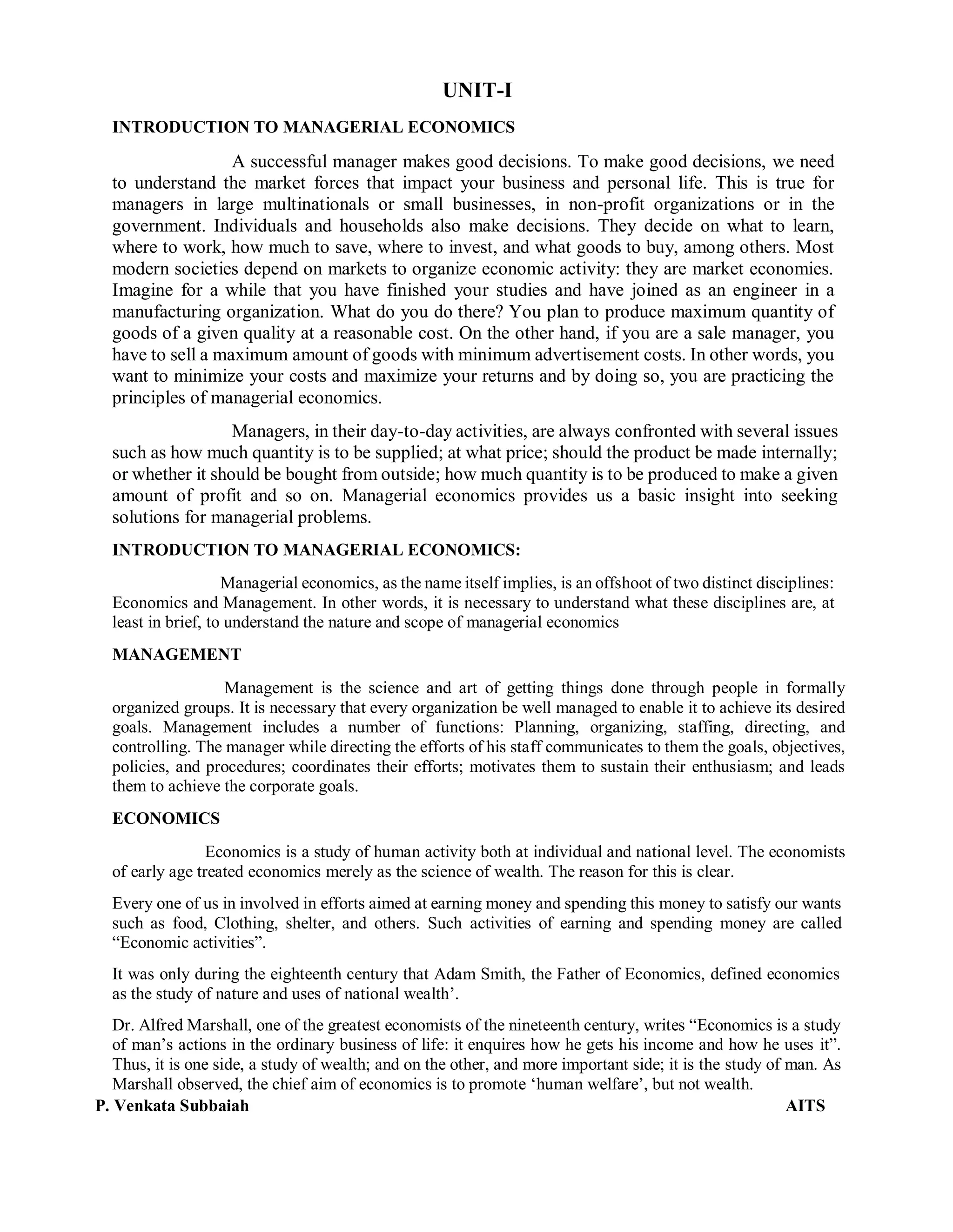Managerial Economics & Financial Analysis(MEFA)_e Notes_Part-1 | PDF
