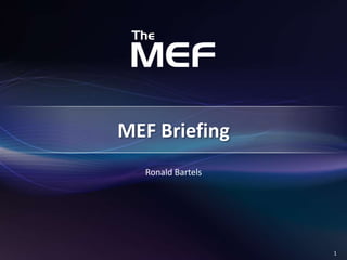 1 
MEF Briefing 
Ronald Bartels 
 