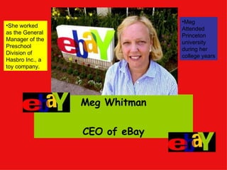 Meg Whitman CEO of eBay ,[object Object],[object Object]