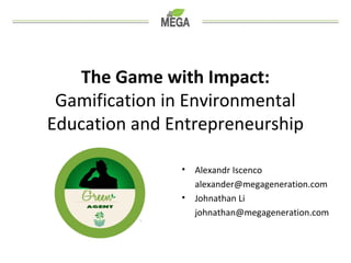 State of Environmental and 
Entrepreneurship Education 
1. Define terms 
2. Current trends and methods 
 