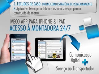 IVECO APP PARA IPHONE & IPAD




                               Comunicação
                               Digital
                       Serviço ao Transportador
 