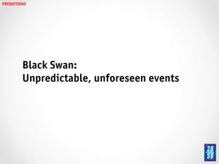 PREDICTIONS!




          Black Swan: !
          Unpredictable, unforeseen events!
 
