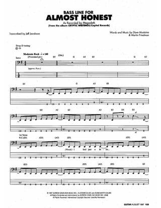 Megadeth   almost honest-Bass tablature