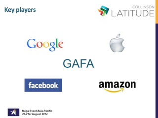 Key players 
GAFA 
Mega Event Asia-Pacific 
20-21st August 2014 
 