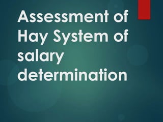 Assessment of
Hay System of
salary
determination
 