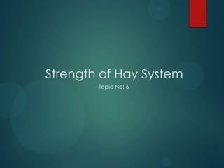 Strength of Hay System
Topic No: 6
 