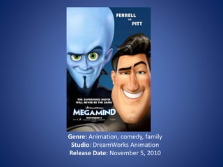 Genre: Animation, comedy, family
Studio: DreamWorks Animation
Release Date: November 5, 2010
 