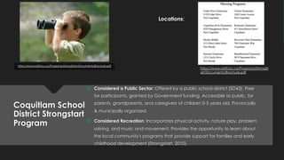 Coquitlam School
District Strongstart
Program
 Considered a Public Sector: Offered by a public school district (SD43). Fr...