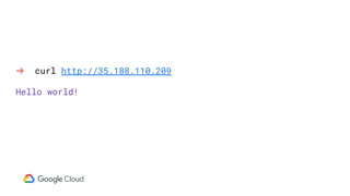 ➜ curl http://35.188.110.209
Hello world!
 