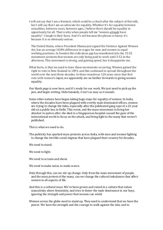 Gender inequality speech picture