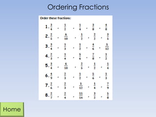 Ordering Fractions
 