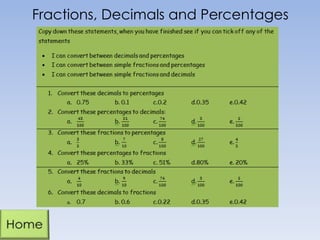 Fractions, Decimals and Percentages

 