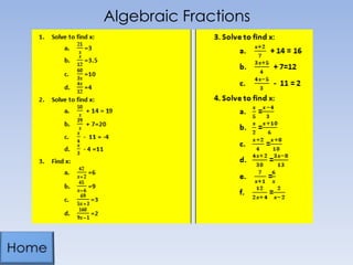 Algebraic Fractions

 