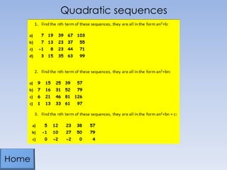 Quadratic sequences

 