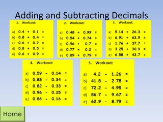 Adding and Subtracting Decimals

 