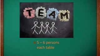 5 – 6 persons
each table
 
