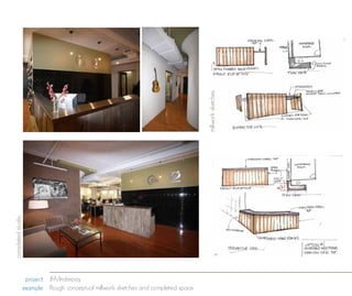 millwork sketches
completed studio




                    project JFA/Indiepay
                   example Rough conceptual millwork sketches and completed space
 