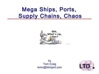 1
Mega Ships, Ports,
Supply Chains, Chaos
by
Tom Craig
tomc@ltdmgmt.com
 