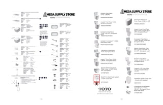 22 23
Aimes® One-Piece
Toilet, 1.28GPF,
Aquia® One-Piece Toilet,
1.6 GPF & 0.9 GPF,
Elongated Bowl
MS654114MF#01	
Carlyle® II One-Piece
Toilet, 1.28 GPF, Elongated
Bowl 	
MS614114CEFG#01	
Carlyle® II Connect+™ S350e
One-Piece Toilet
MW614584CEFG#01
Carolina® II One-Piece
Toilet, Elongated Bowl
MS644114CEFG#01
Legato™ One-Piece Toilet,
1.28GPF, Elongated Bowl
MS624214CEFG#01
Neorest® 550H Dual
Flush Toilet, 1.0 & 0.8 GPF
MS982CUMG#01	
Aquia II Dual Flush Two-
Piece Toilet, 1.6 GPF & 0.9
GPF, Elongated Bowl
CST416M#01	
Connelly® Two-Piece
Toilet 1.28 GPF & 0.9 GPF,
Elongated Bowl
CST494CEMFG#01	
Maris® Dual Flush Two-
Piece Toilet, 1.28 GPF &
0.9 GPF, Elongated Bowl
CST484CEMFG#01	
Rowan™ Two-Piece
Toilet, 1.6 GPF & 1.0 GPF,
Elongated Bowl
CST406MF#01	
Vespin® II 1G Two-Piece
Toilet, Elongated Bowl -
1.0 GPF
CST474CUFG#01	
Aquia® Wall-Hung Dual-
Flush Toilet, 1.6 GPF & 0.9
GPF, Elongated
CT418FG#01	
DUOFIT In-Wall Tank System
1.6 GPF & 0.9 GPF Washlet® S300e Toilet Seat
- Round with ewater+
SW573#01
Commercial Flushometer
High Efficiency Toilet,
1.28 GPF, Elongated Bowl,
Back Inlet Spud
CT708EV#01
MS626214CEFG#01
WT151M#01
More TOTO products available by request
 