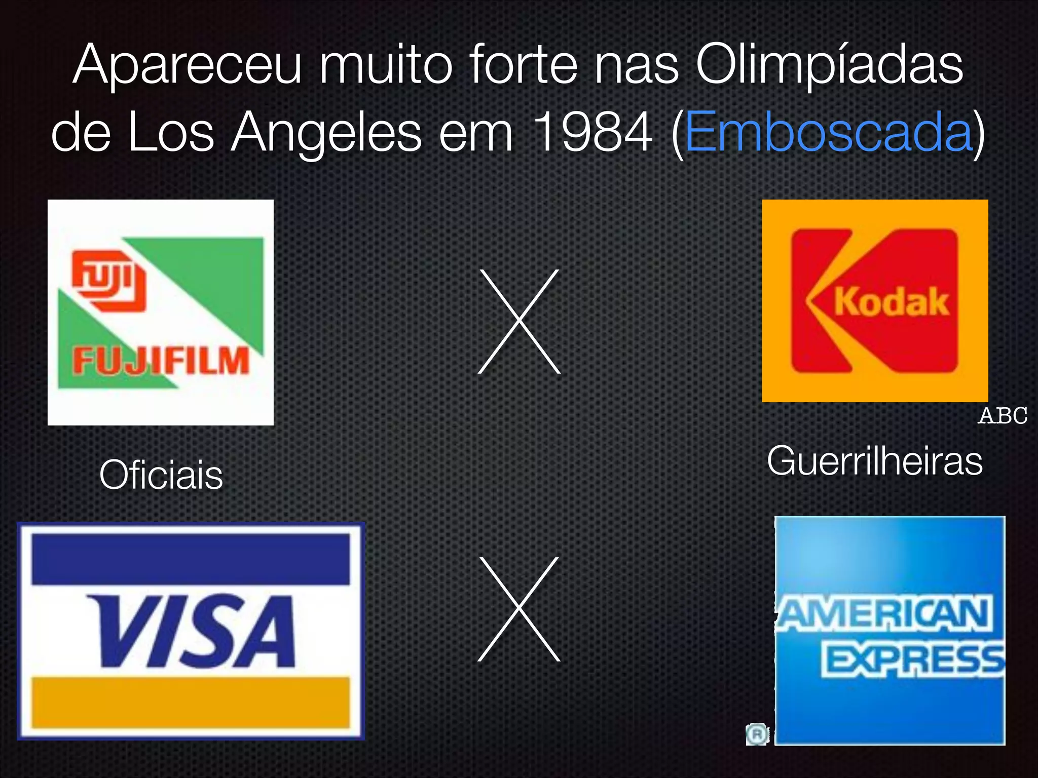 Apareceu muito forte nas Olimpíadas
de Los Angeles em 1984 (Emboscada)
X
X
Oﬁciais Guerrilheiras
ABC
 