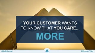 YOUR CUSTOMER WANTS
TO KNOW THAT YOU CARE...
MORE
#FlipMyFunnel @SangramVajre
 