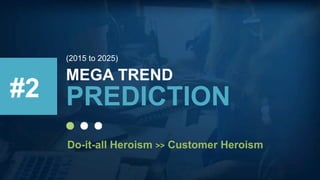 MEGA TREND
PREDICTION#2
(2015 to 2025)
Do-it-all Heroism >> Customer Heroism
 